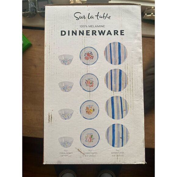 Sur La Table 12-Piece Multicolor Melamine Dinnerware Set 4 Place Settings - Picture 7 of 16